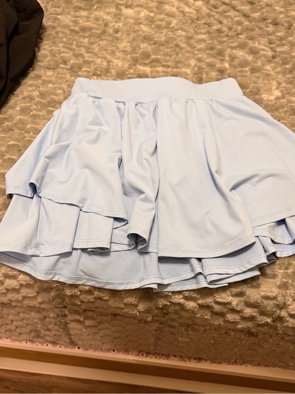 Layered Light Blue Mini Skirt with Elastic Waist